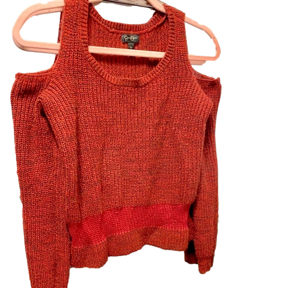🌷 Jessica Simpson 🌷 Red Off Shoulder Cutout Sweater - Picture 1 of 5